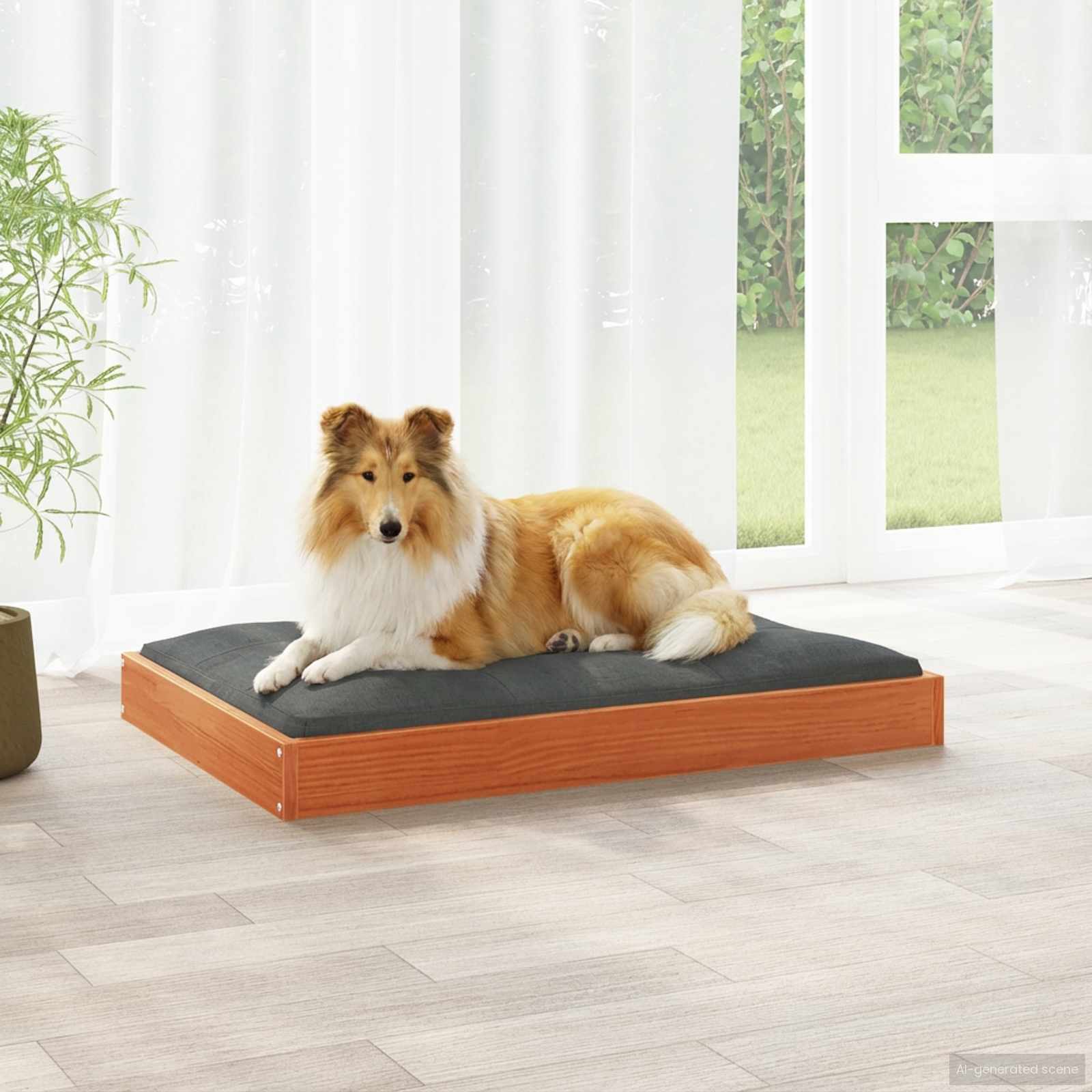 Hundebett 51,5x44x9 cm Massivholz Kiefer
