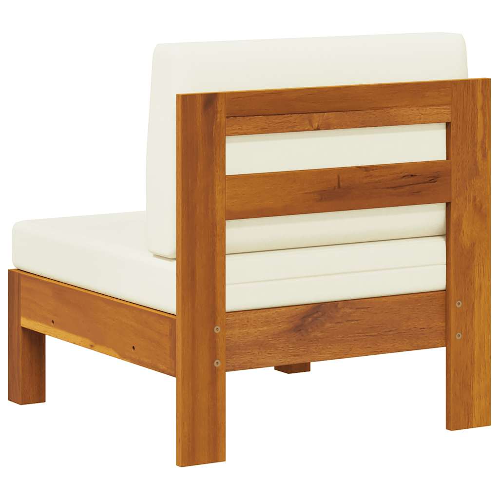 2-tlg. Garten-Lounge-Set mit Cremeweißen Kissen Akazienholz