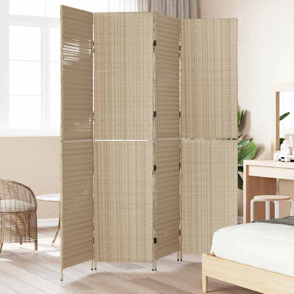 Raumteiler Schwarz 146 x 180 cm Poly-Rattan