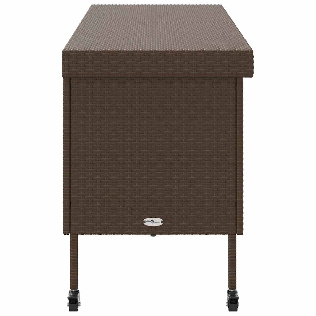 Gartentruhe mit Rollen Schwarz 110x55x73 cm Poly Rattan