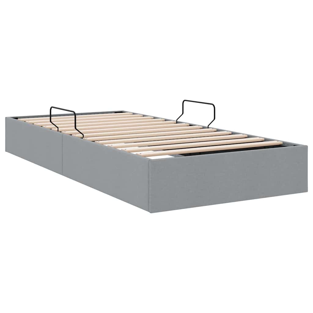 Aufbewahrungsbett mit Matratze Hellgrau 203 x 100 cm Stoff