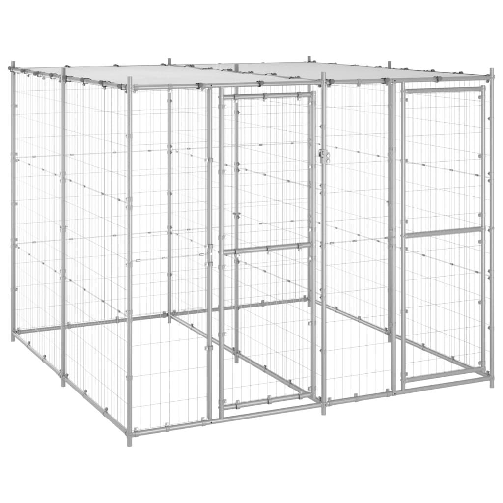 Outdoor-Hundezwinger Stahl mit Überdachung 110x220x180 cm