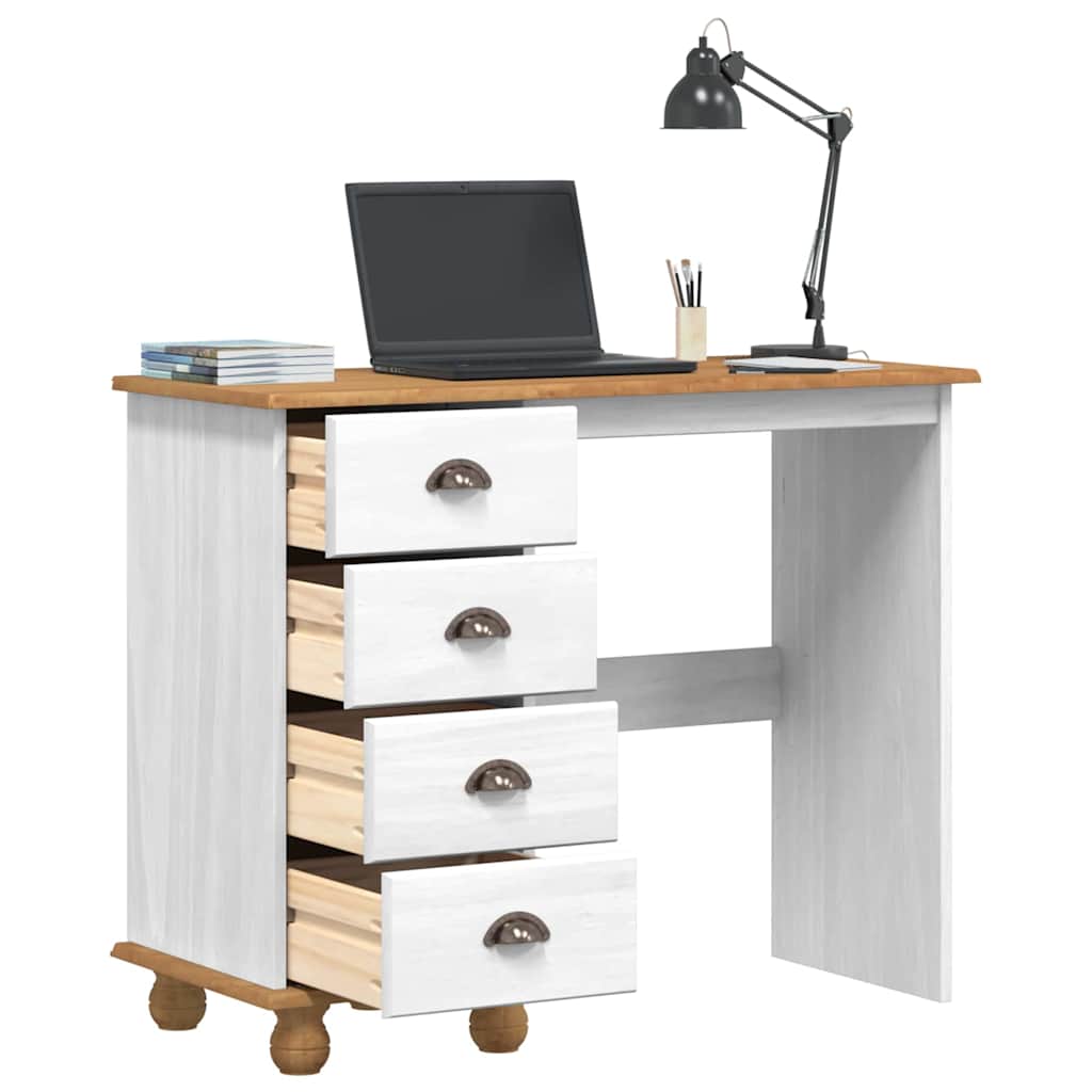 Schreibtisch ASKIM Braun 95 x 40 x 75 cm Massives Kiefernholz