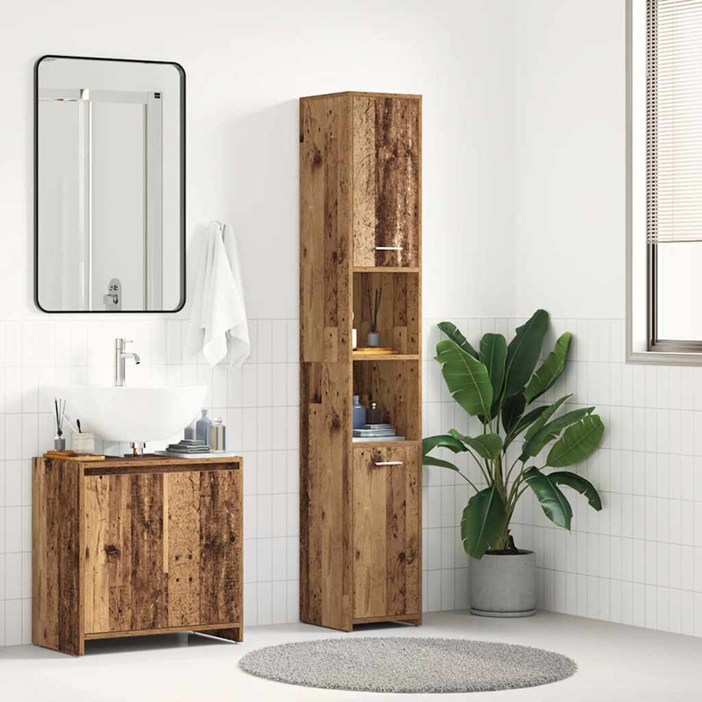Badezimmerschrank Weiß 30x30x183,5 cm Holzwerkstoff