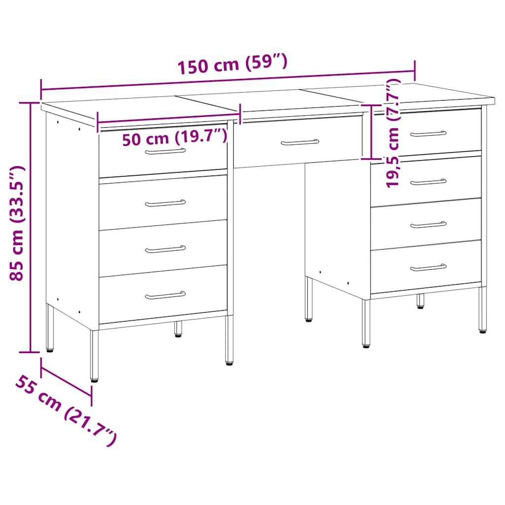 Werkbank mit Schubladen 2 pcs Rot und Grau 100 x 55 x 85 cm