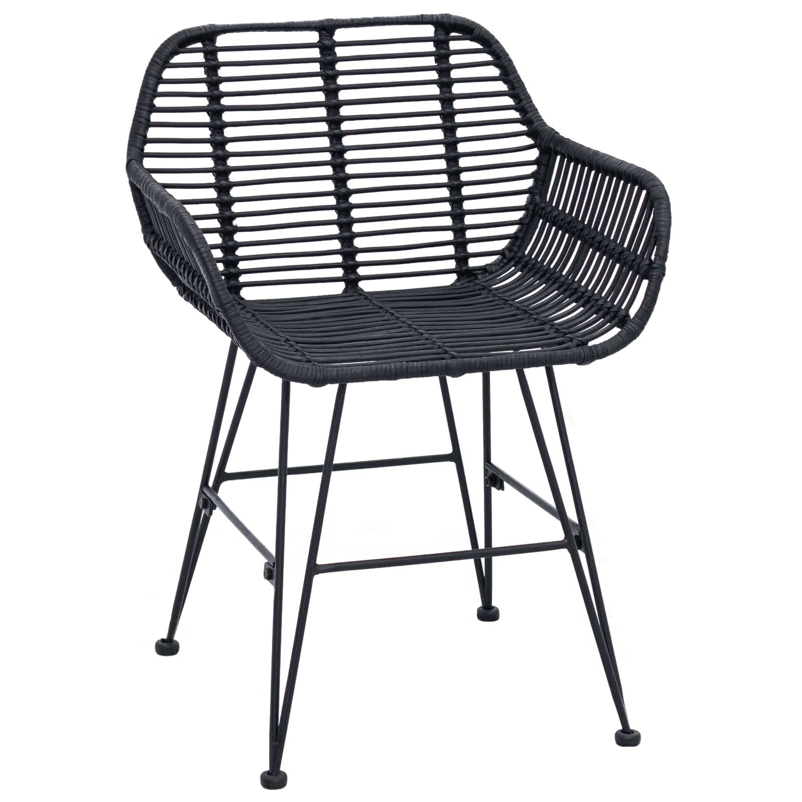Esszimmerstuhl 2 pcs Rattan und Eisen Natur 55 x 50 x 74 cm