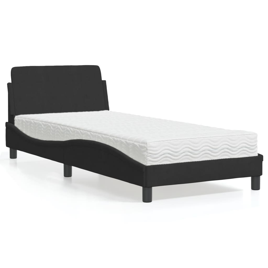 Bett mit Matratze "Dover" Hellgrau 80x200 cm Samt