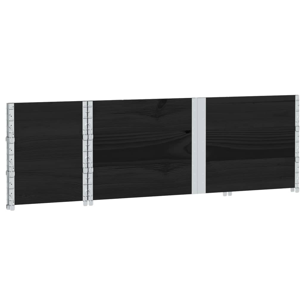 Paletten-Aufsatzrahmen Schwarz 80x60 cm Massivholz Kiefer