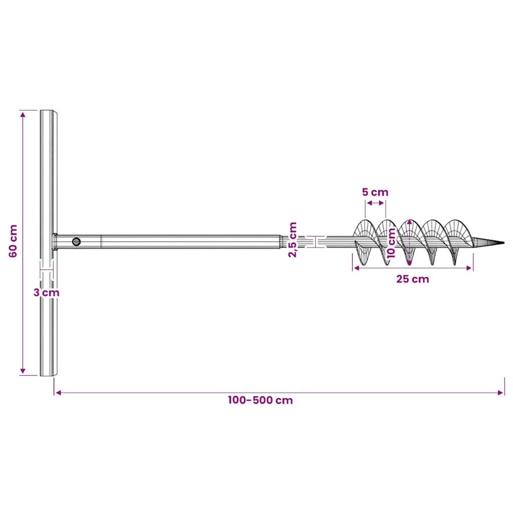 Erdbohrer mit Griff 100 mm Verlängerungsrohr 9 m