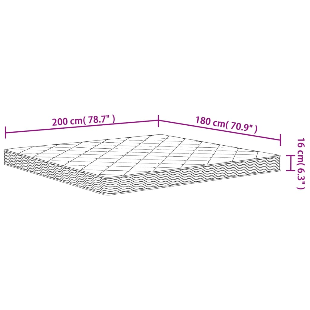 Schaumstoffmatratze für Kind Mittelweich 80 x 160 cm 16 cm Weiß
