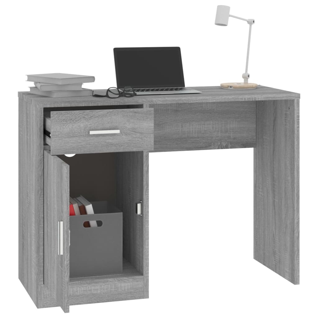 Schreibtisch mit Schublade und Schrank Eiche 100x40x73 cm