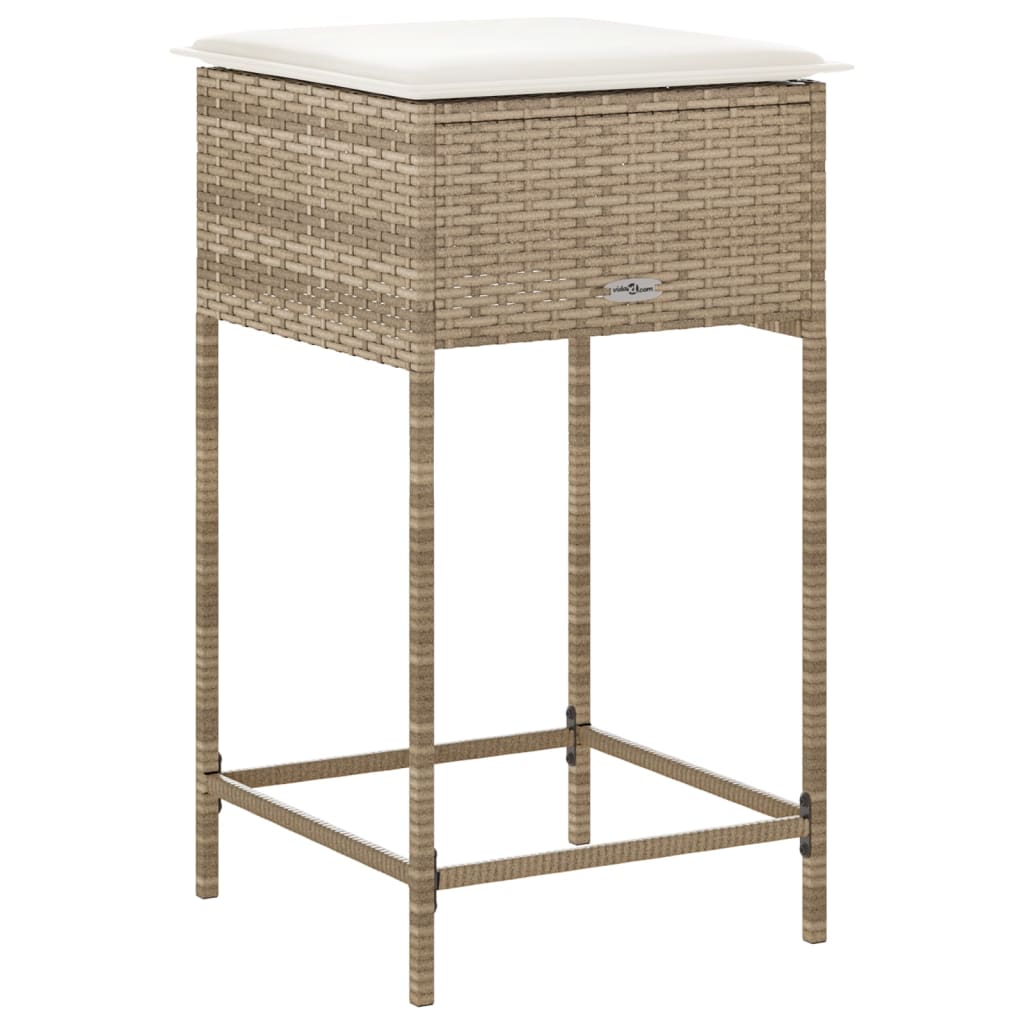 Garten-Barhocker mit Kissen 2 Stk. Schwarz Poly Rattan
