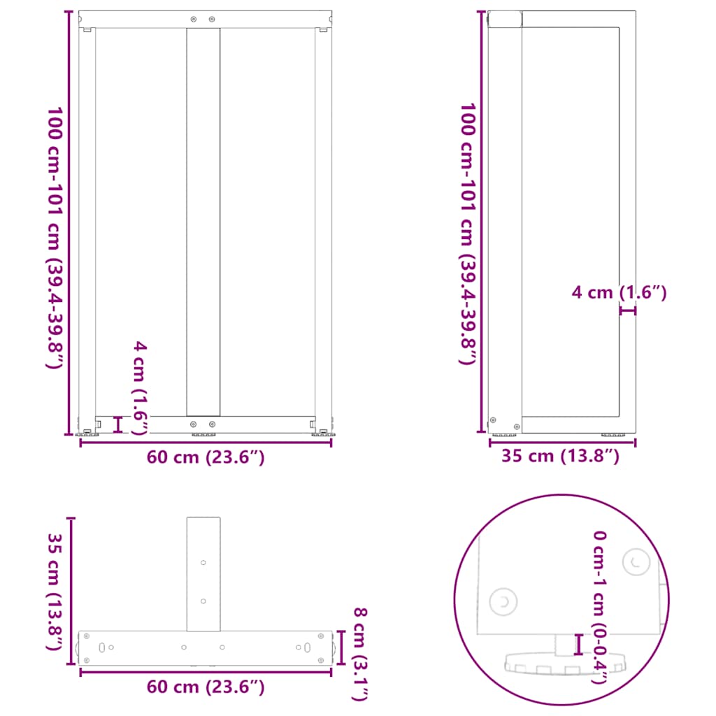 Couchtischbeine T-Form 2 Stk. Schwarz 30x25x(30-31) cm Stahl