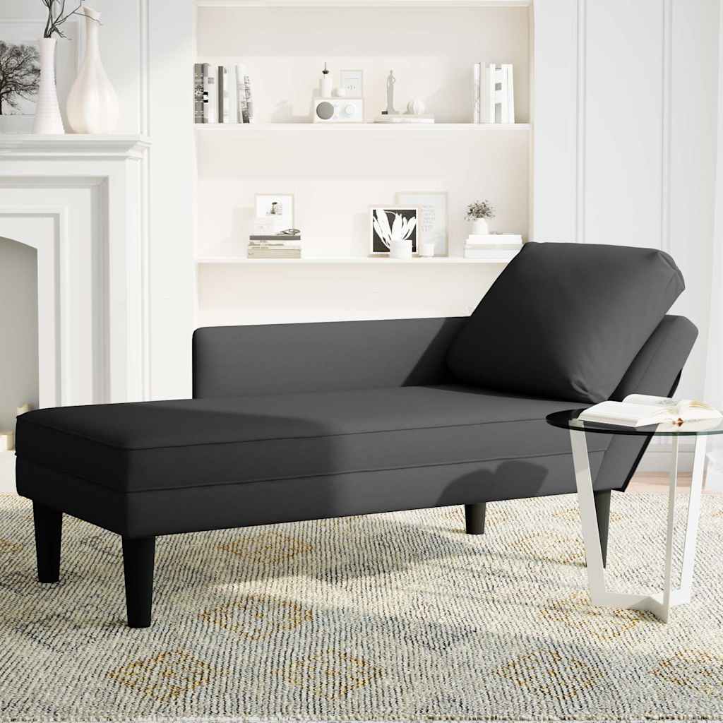 Chaiselongue mit Kissen und Rechter Armlehne Blau Samt