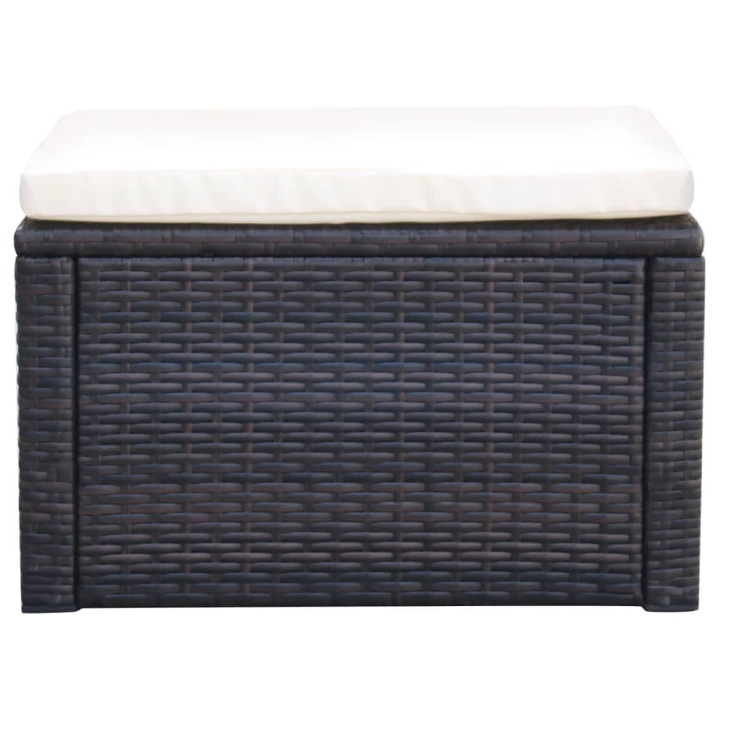 Outdoor-Fußhocker mit Kissen Grau Polyrattan