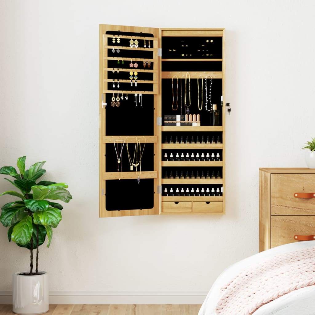 Spiegel-Schmuckschrank mit LED-Beleuchtung Wandmontage Weiß