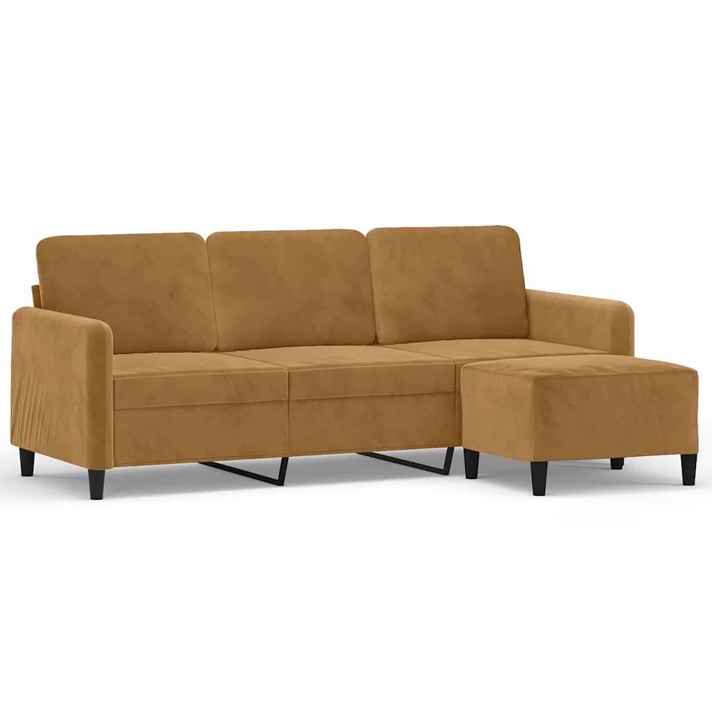 3-Sitzer-Sofa mit Hocker Rosa 180 cm Samt