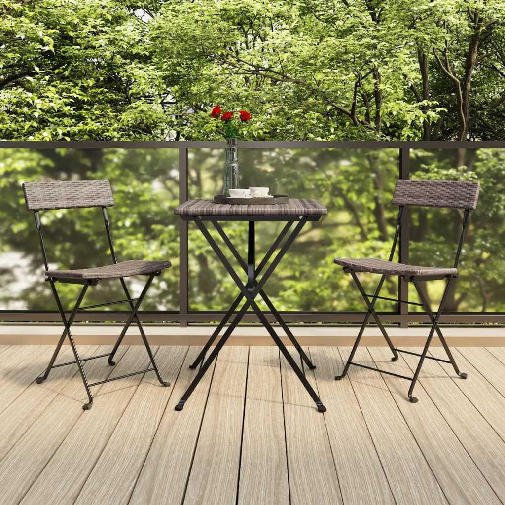 Bistrostühle 4 Stk. Klappbar Schwarz Poly Rattan und Stahl