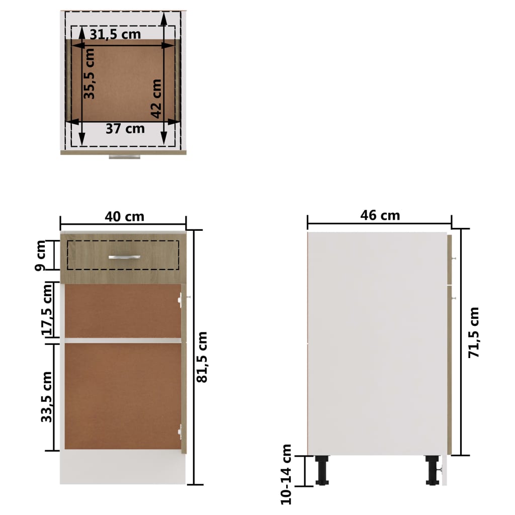 Spülenunterschrank Sonoma-Eiche 80x46x81,5 cm Holzwerkstoff