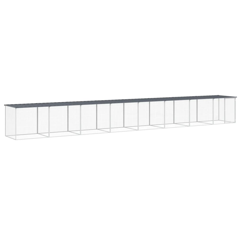 Hühnerkäfig mit Dach Anthrazit 203x98x90 cm Verzinkter Stahl