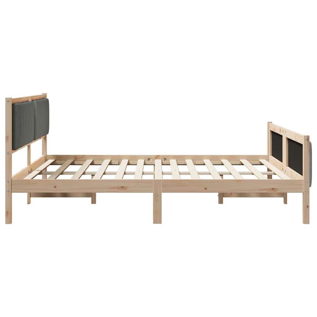 Bettgestell Braun und hellgrau 200 x 200 cm Massivholz Kiefer