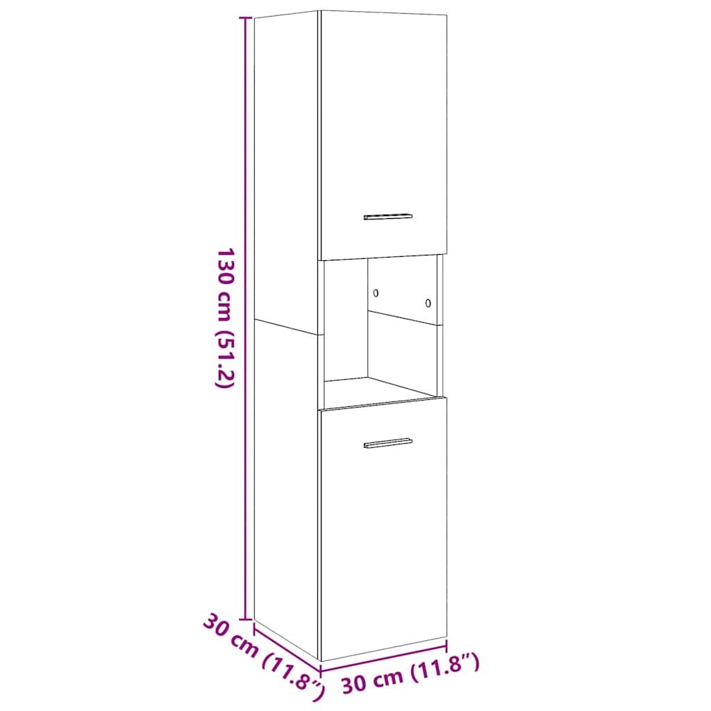 Badezimmerschrank Weiß 30x30x130 cm Holzwerkstoff