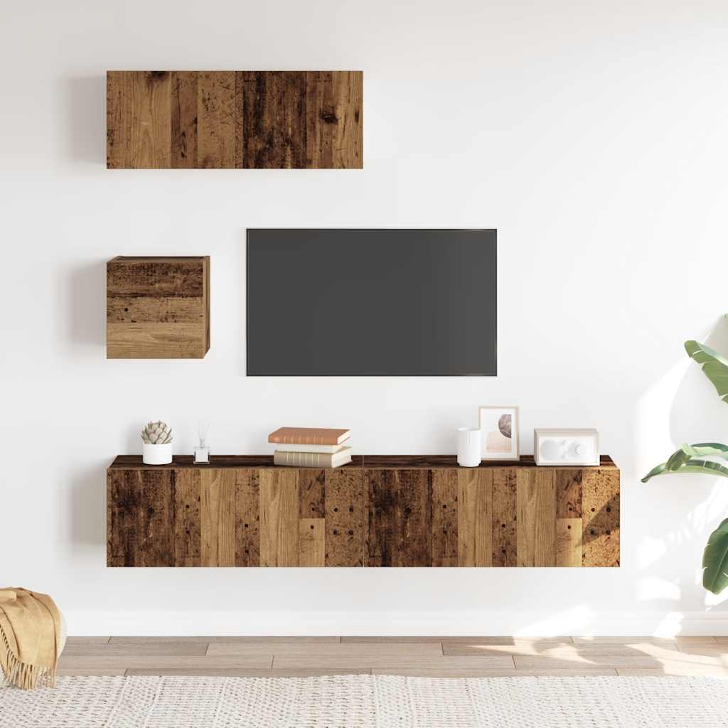 4-tlg. TV-Schrank-Set Weiß Holzwerkstoff