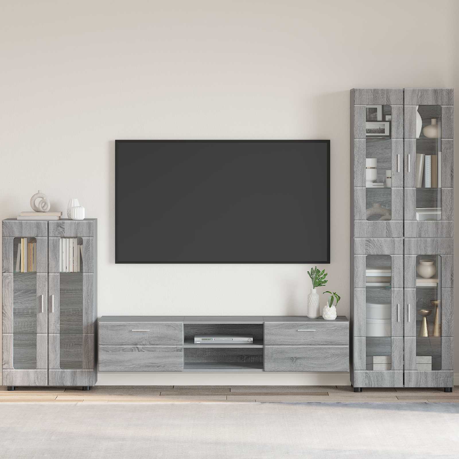 Highboard mit Regal FLORIN Weiß 60 x 35 x 182 cm Holzwerkstoff