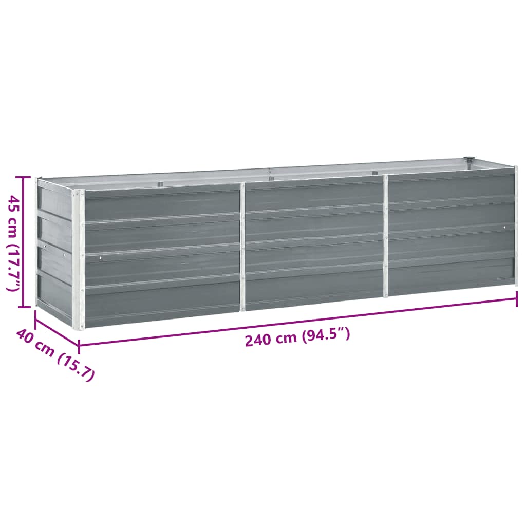 Hochbeet 160 x 80 x 77 cm Verzinkter Stahl Grau