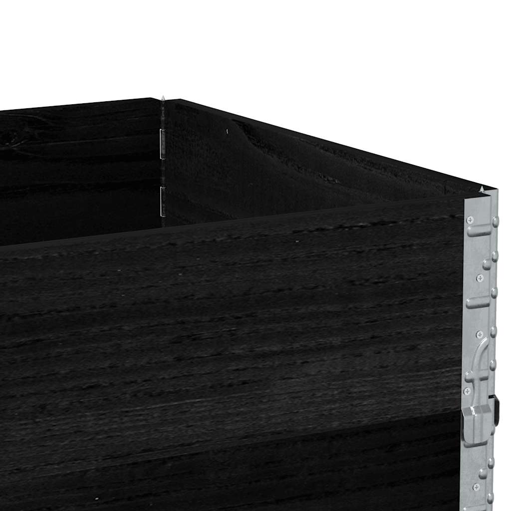 Paletten-Aufsatzrahmen Schwarz 80x60 cm Massivholz Kiefer
