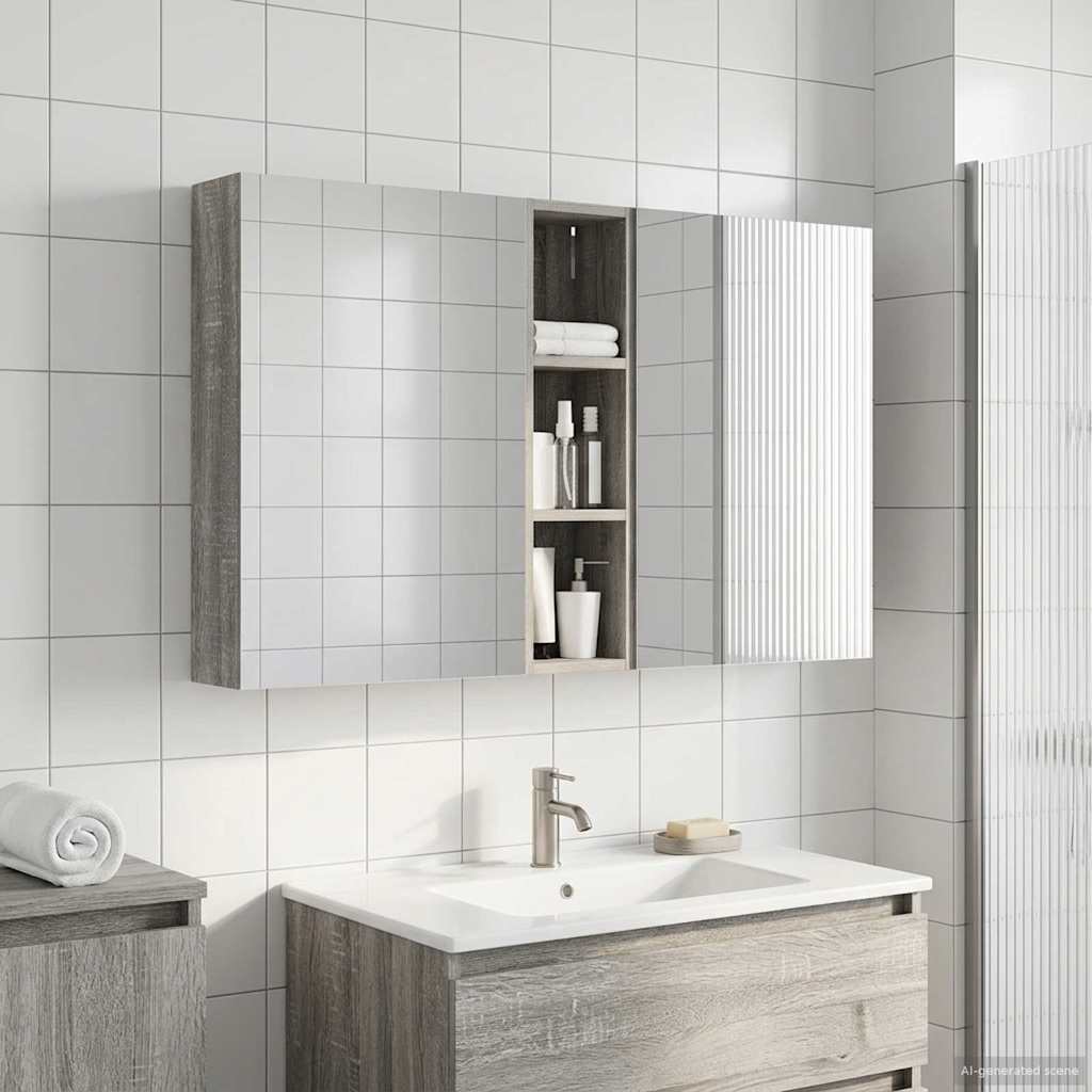 Badezimmerschrank-Set 3 pcs 80 x 10,5 x 50 cm Holzwerkstoff