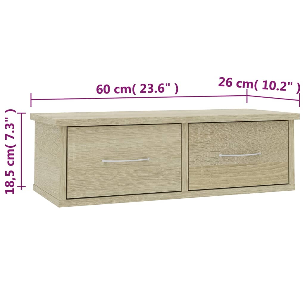 Wand-Schubladenregal Weiß 60x26x18,5 cm Holzwerkstoff