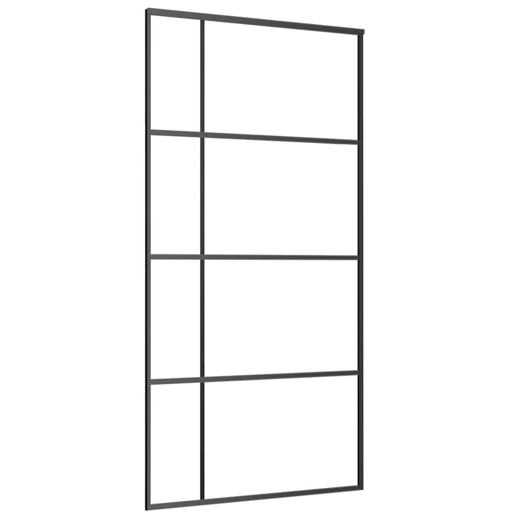 Schiebetür mit Beschlag Schwarz 76x205 cm ESG-Glas