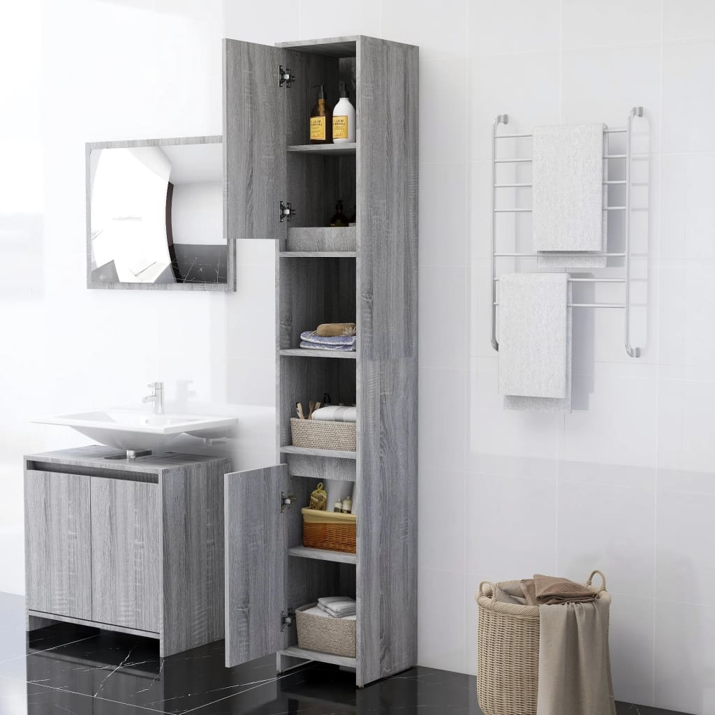 Badezimmerschrank Weiß 30x30x183,5 cm Holzwerkstoff