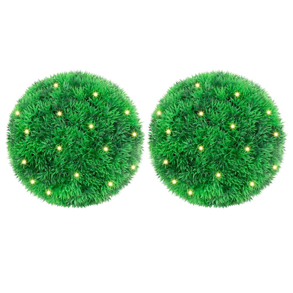 Künstliche Buchsbaumkugeln mit LED-Leuchten 4 Stk. Grün 12 cm