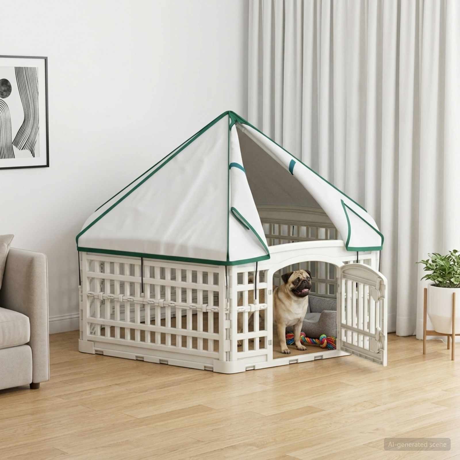 6-Panel-Hundespielplatz 122 x 106,5 x 40 cm Kunststoff Weiß