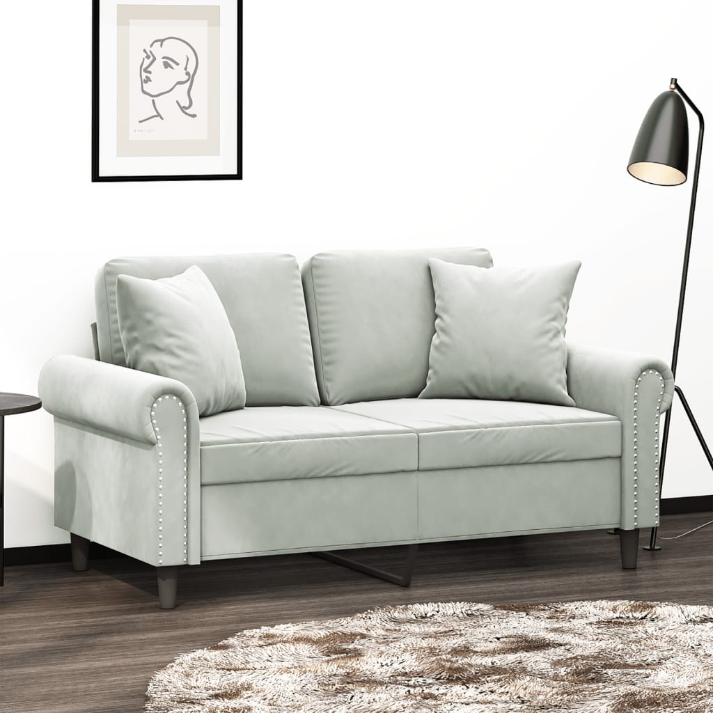 2-Sitzer-Sofa mit Zierkissen Dunkelgrün 120 cm Samt