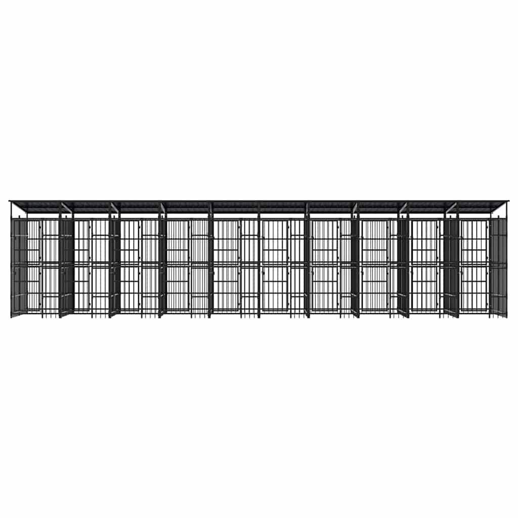 Outdoor-Hundezwinger mit Dach Stahl 1,84 m²