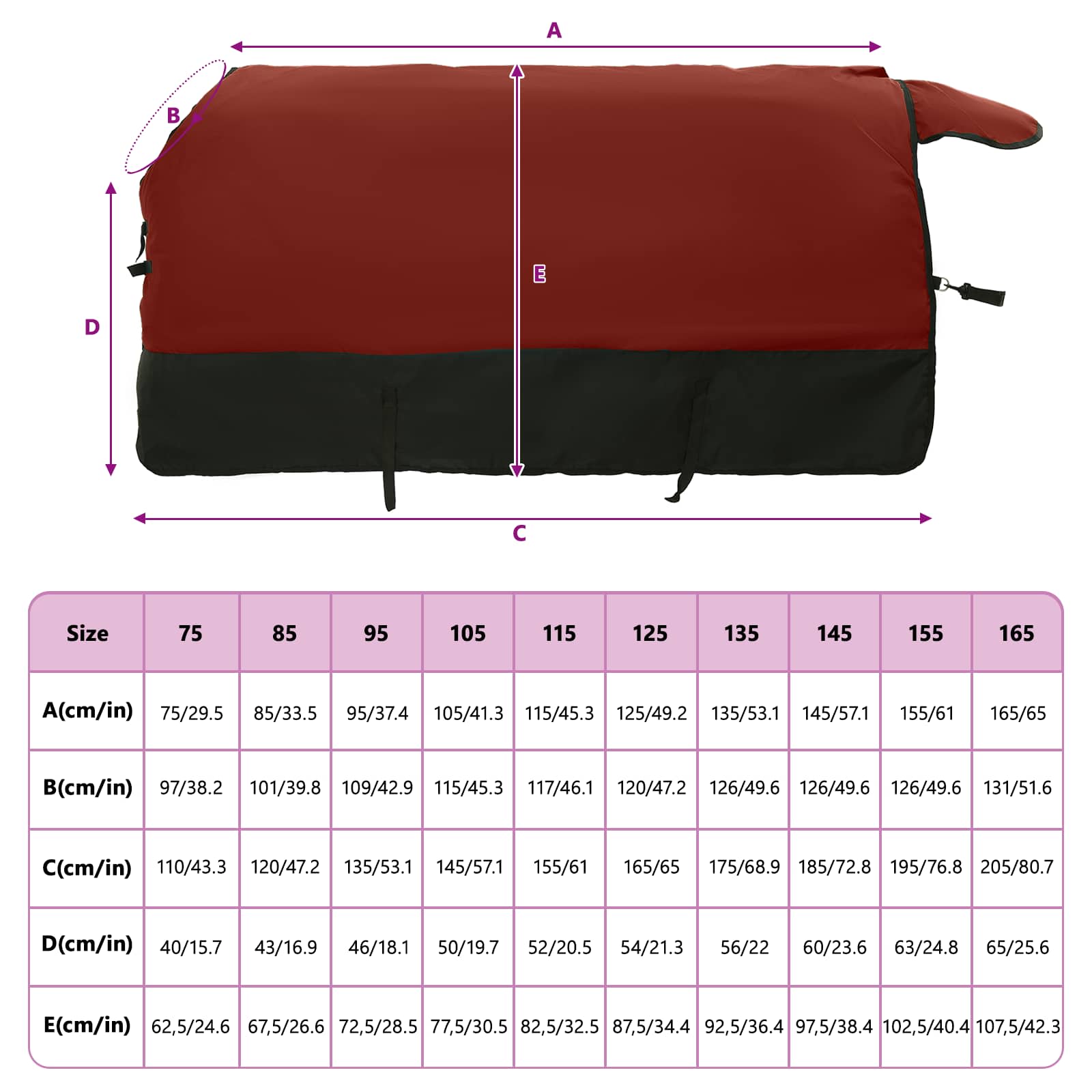 Pferdedecke Dunkelgrün und Schwarz 75 cm Polyester