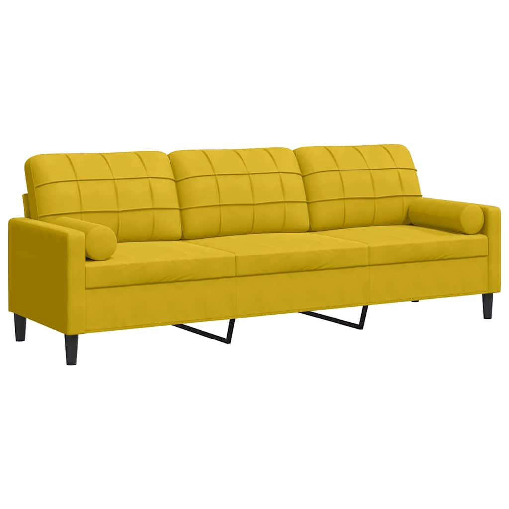 2-Sitzer-Sofa mit Zierkissen Hellgrau 120 cm Samt