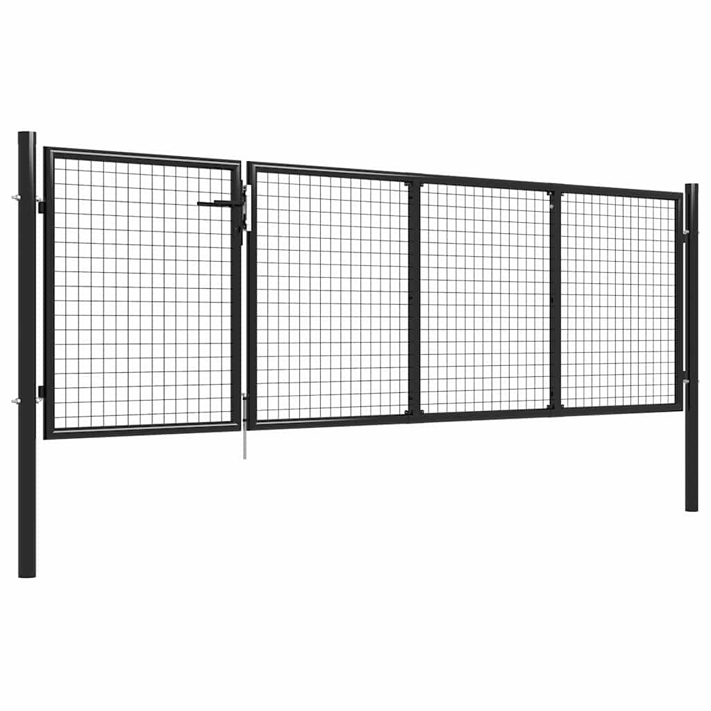 Gartentor aus Stahl 350 x 75 cm Grün