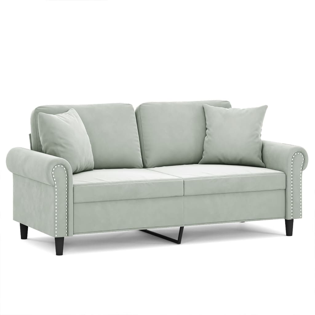 2-Sitzer-Sofa mit Zierkissen Dunkelgrün 120 cm Samt