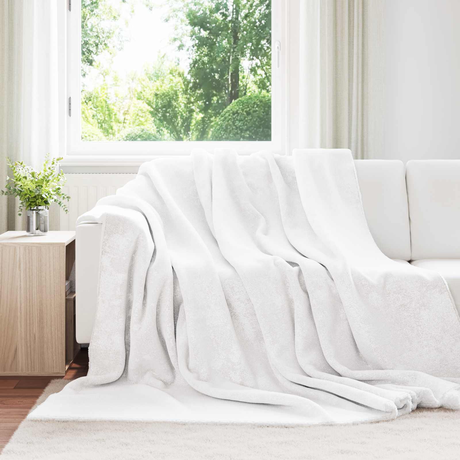 Überwurfdecke Beige 130 x 150 cm Fleece