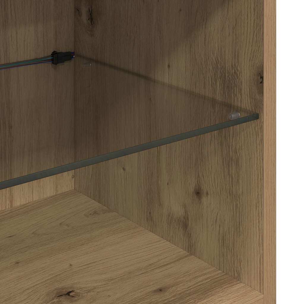 5-tlg. Wohnwand mit LED-Beleuchtung Weiß Holzwerkstoff