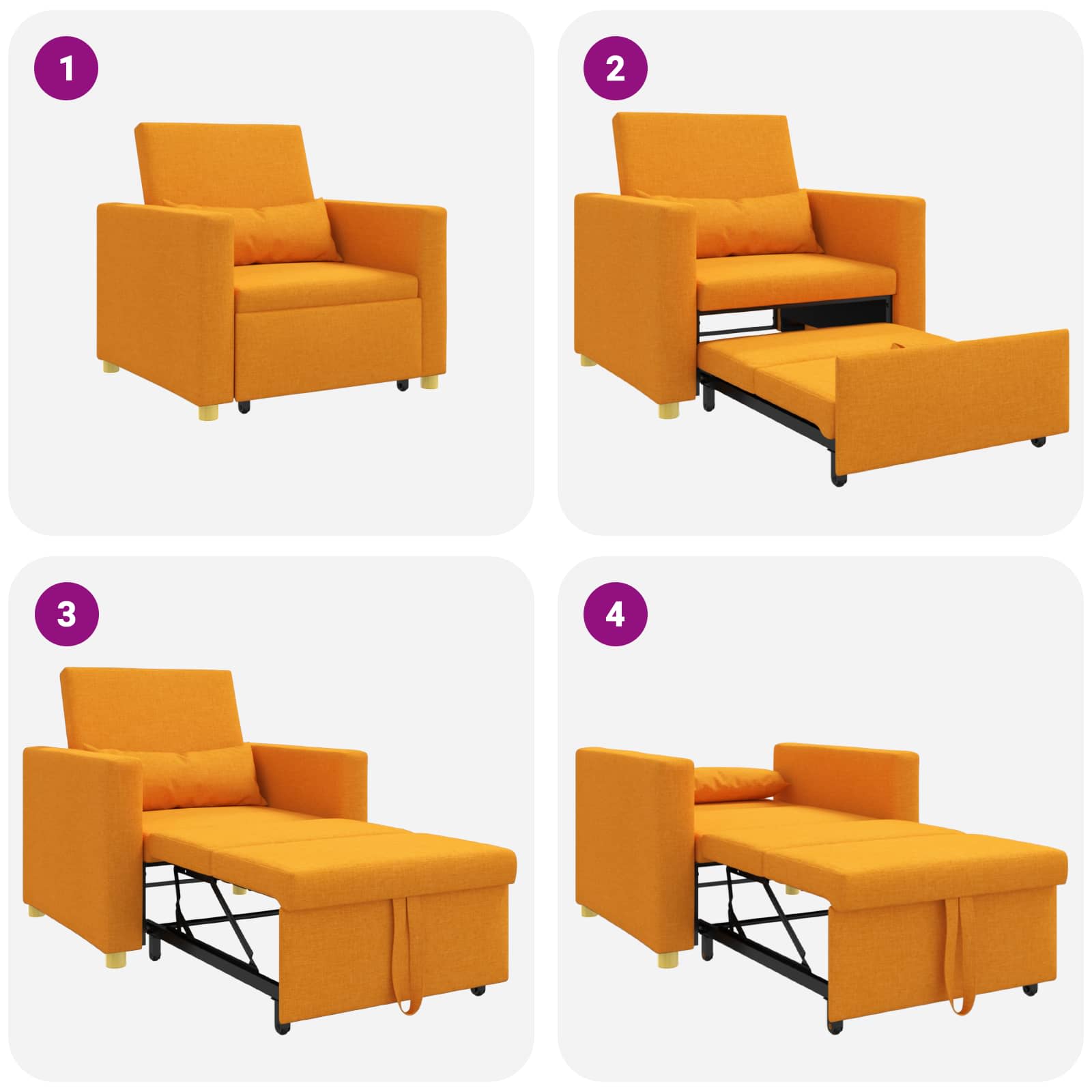 Ausziehbare Schlafcouch Einzel Hellgrau 90 x 165 x 87 cm Stoff