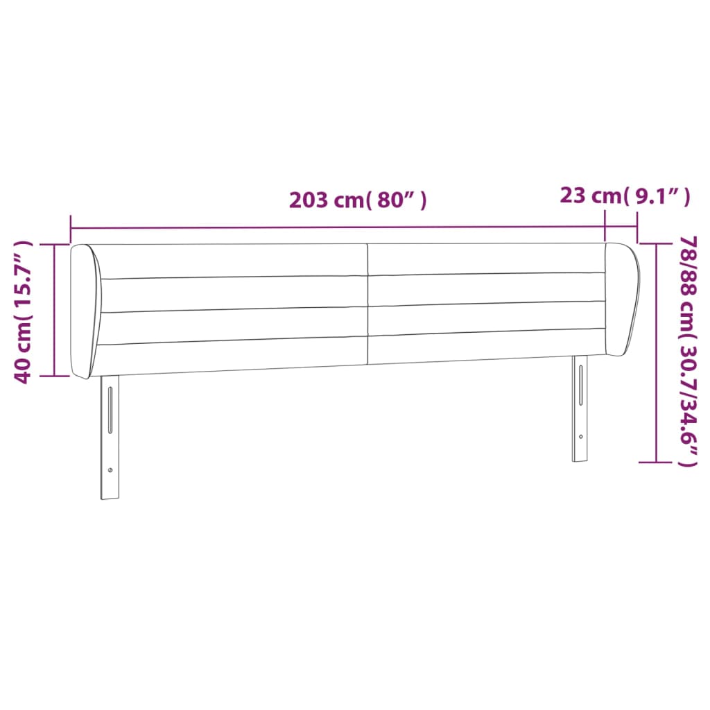 Kopfteil mit Ohren Dunkelblau 203x23x118/128 cm Samt