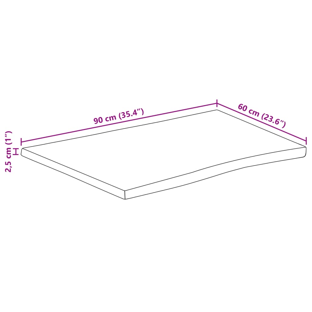 Tischplatte 40x40x2,5 cm Rechteckig Massivholz Akazie Baumkante