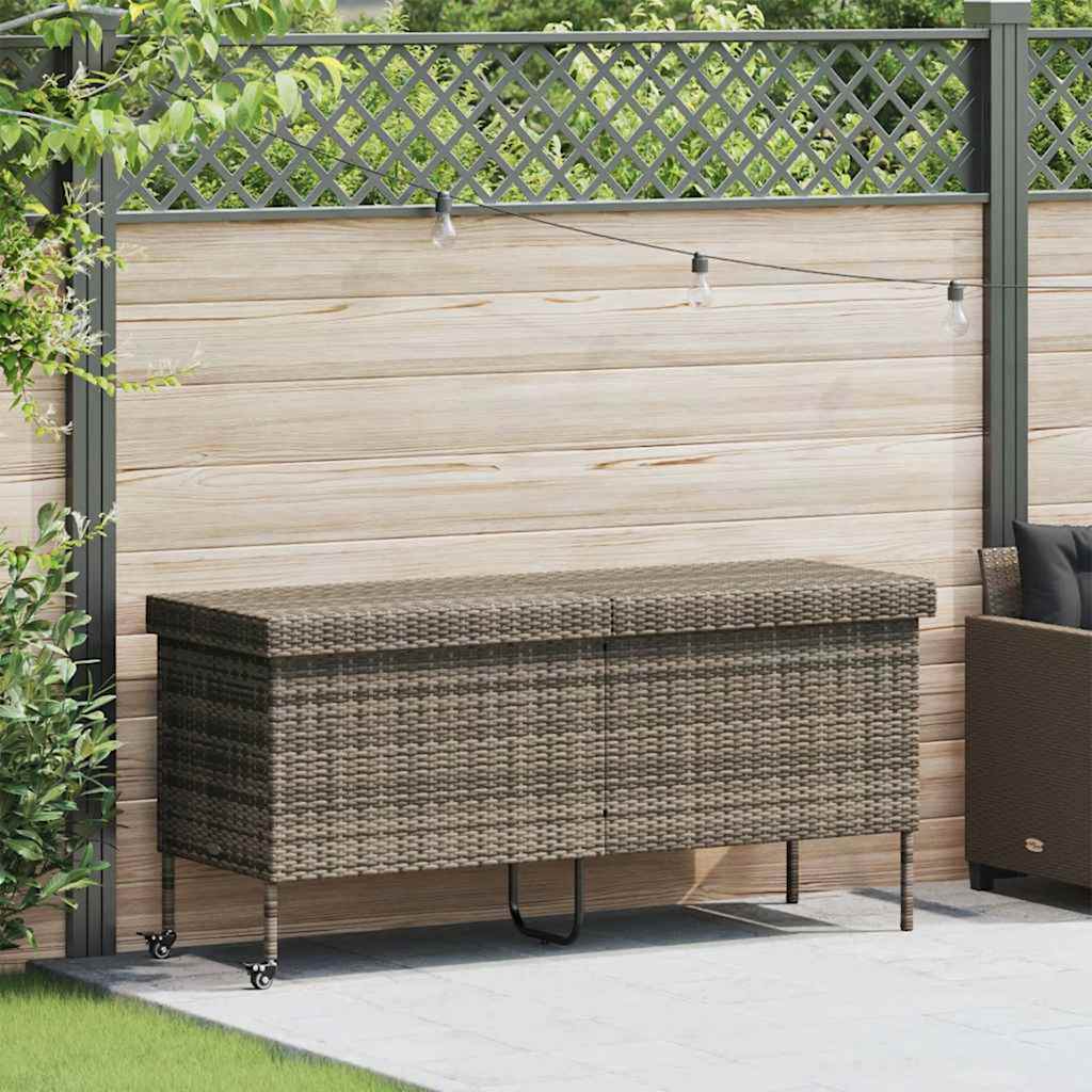 Gartentruhe mit Rollen Schwarz 110x55x73 cm Poly Rattan