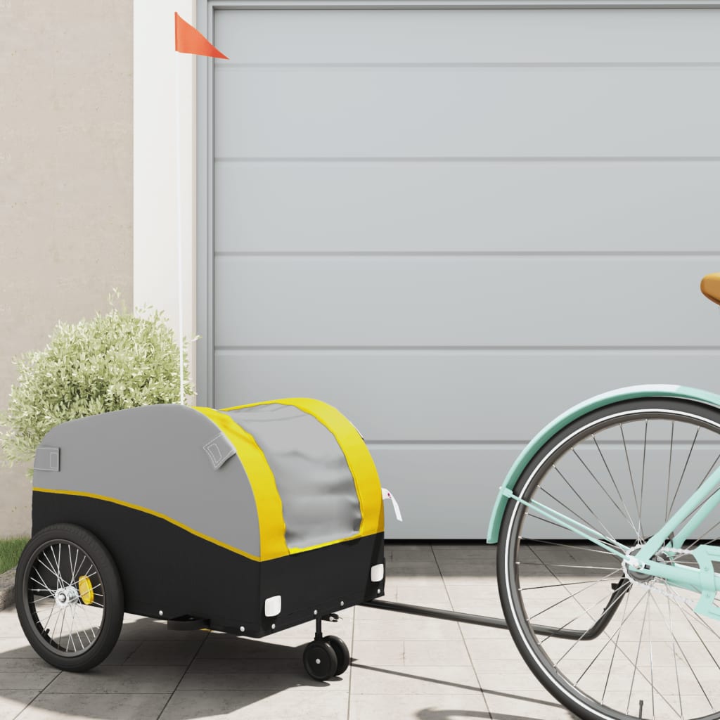 Fahrradanhänger Schwarz und Orange 30 kg Eisen