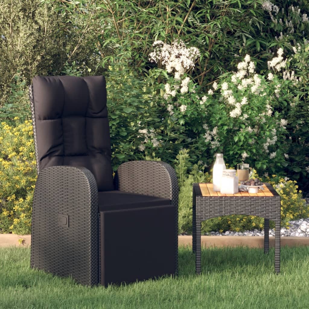 Garten-Liegestühle mit Kissen 2 Stk. Grau Poly Rattan